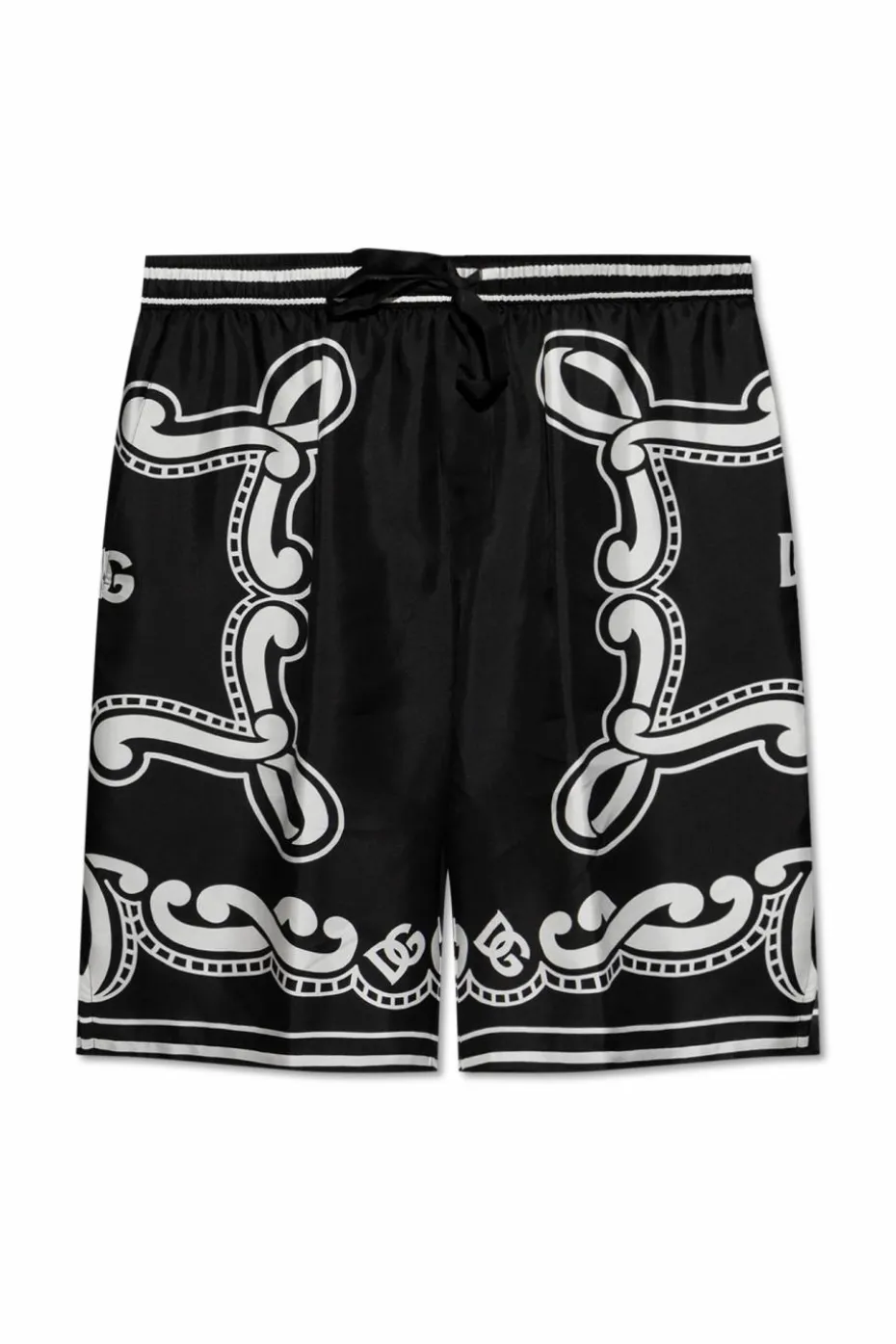 Dolce & Gabbana CZARNY Jedwabne szorty z nadrukiem