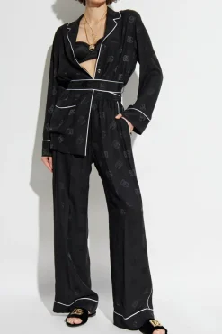 Dolce & Gabbana CZARNY Jedwabne spodnie
