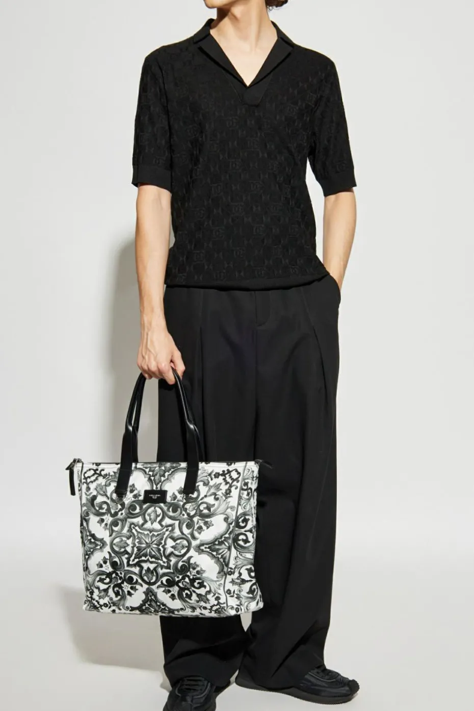 Dolce & Gabbana CZARNY Jedwabne polo