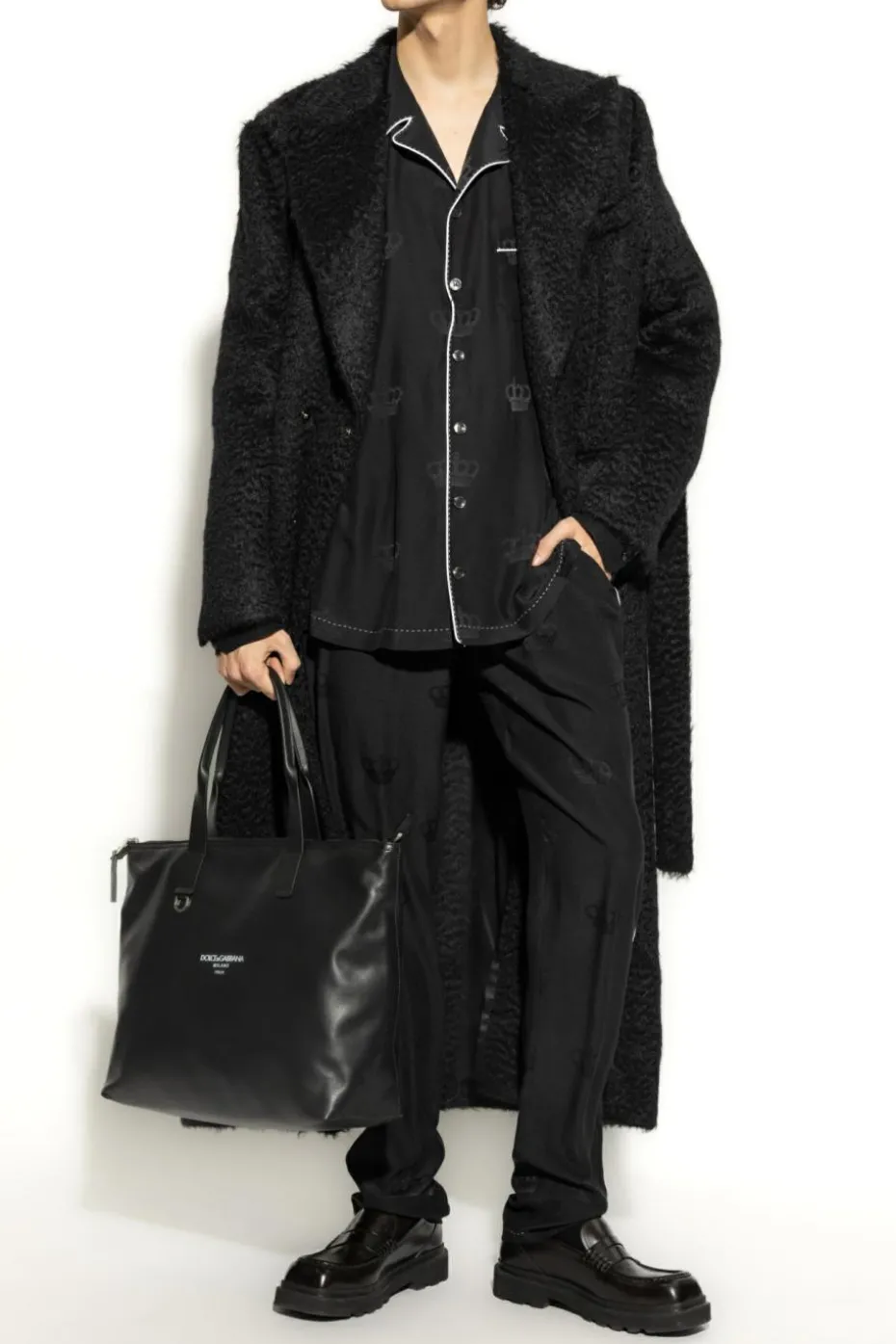 Dolce & Gabbana CZARNY Jedwabne spodnie