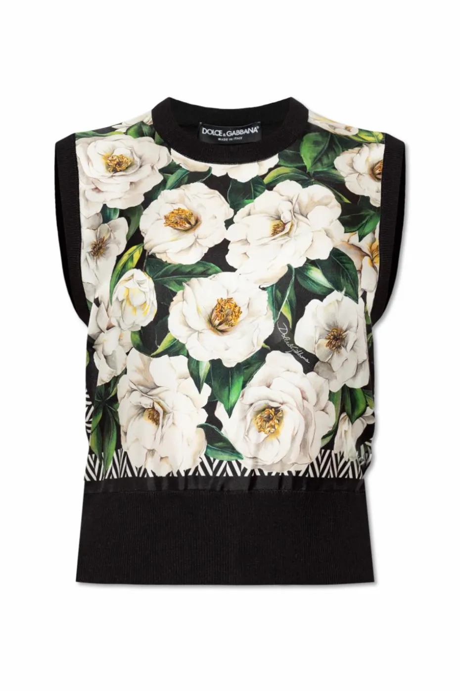 Dolce & Gabbana CZARNY Jedwabny top bez rękawów