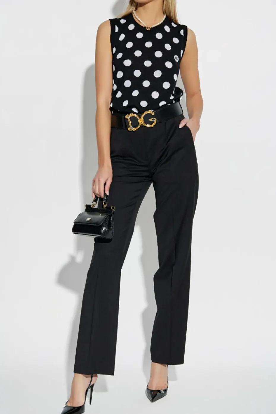 Dolce & Gabbana CZARNY Kamizelka ze wzorem w groszki