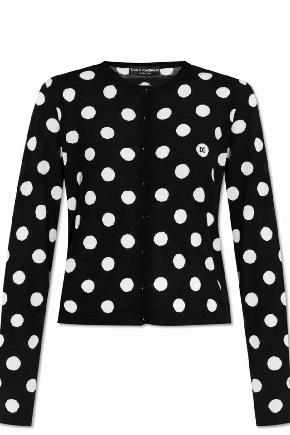 Dolce & Gabbana CZARNY Kardigan ze wzorem w grochy