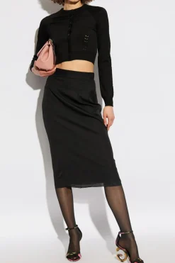Dolce & Gabbana CZARNY Kardigan z wycięciami
