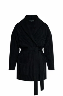 Dolce & Gabbana CZARNY Kardigan z paskiem