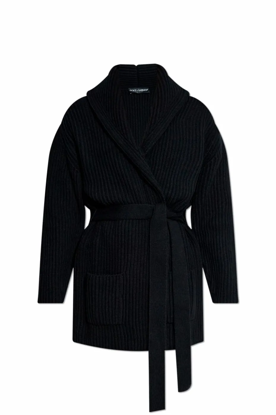 Dolce & Gabbana CZARNY Kardigan z paskiem