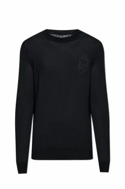 Dolce & Gabbana CZARNY Kaszmirowy sweter z logo