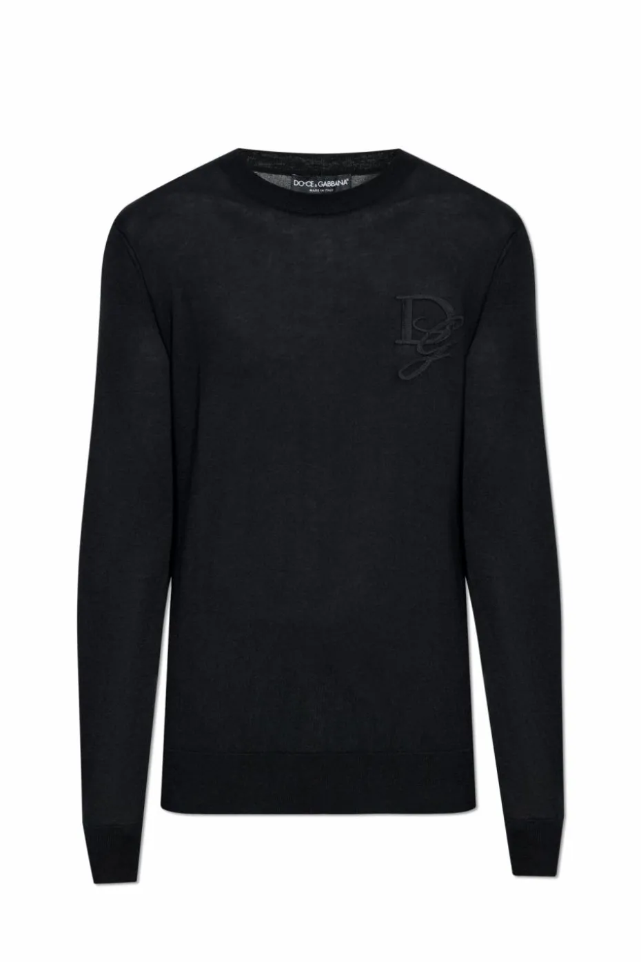 Dolce & Gabbana CZARNY Kaszmirowy sweter z logo