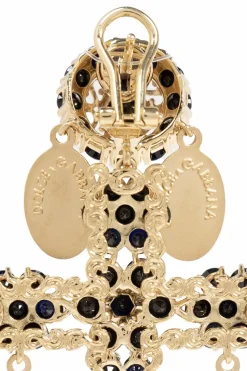 Dolce & Gabbana CZARNY Klipsy z kamieniami szlachetnymi