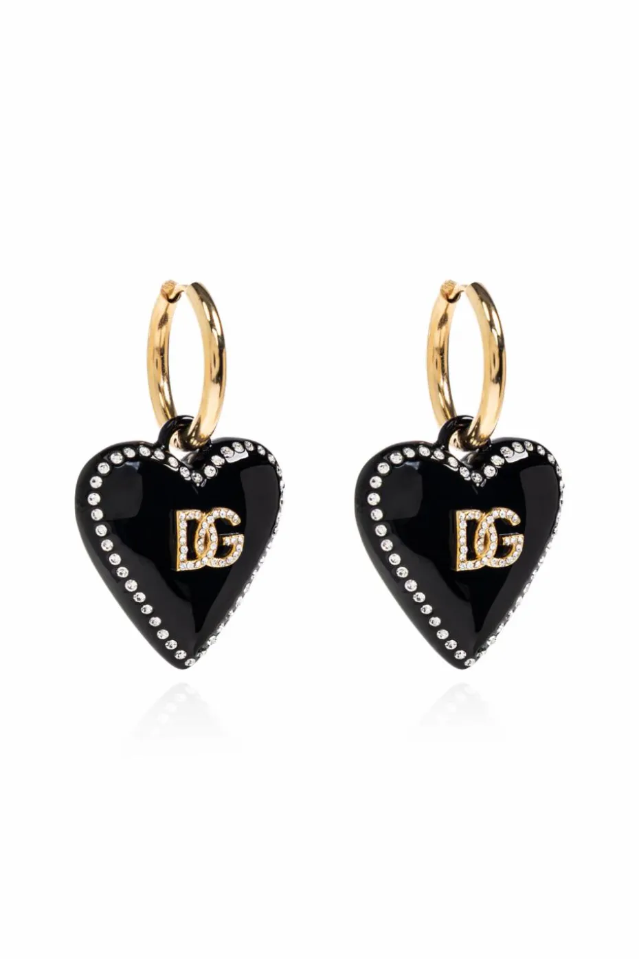 Dolce & Gabbana CZARNY Kolczyki z zawieszkami z motywem serc