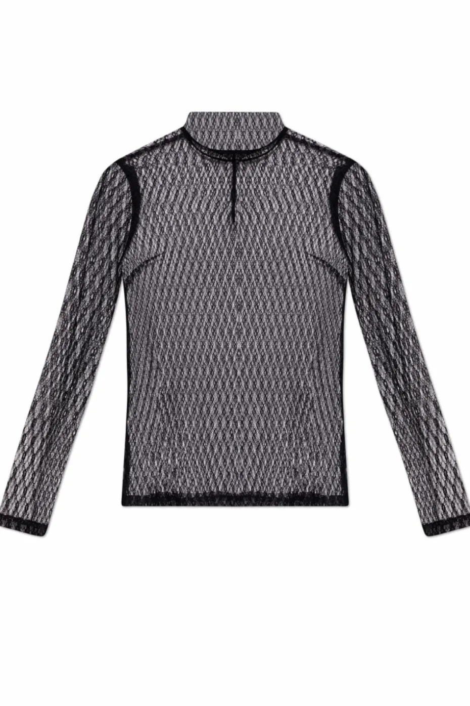 Dolce & Gabbana CZARNY Koronkowy top ze stójką