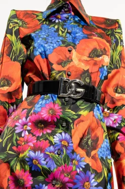 Dolce & Gabbana CZARNY Lakierowany pasek z logo