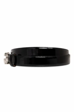 Dolce & Gabbana CZARNY Lakierowany pasek z logo