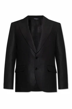 Dolce & Gabbana CZARNY Lniana marynarka