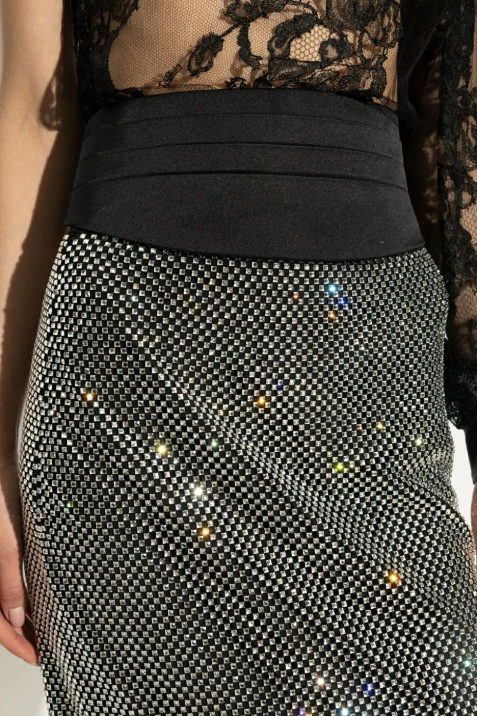 Dolce & Gabbana CZARNY Pas z jedwabnej satyny
