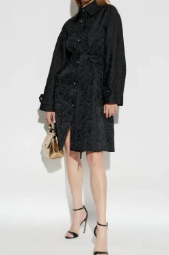 Dolce & Gabbana CZARNY Płaszcz z motywem kwiatowym