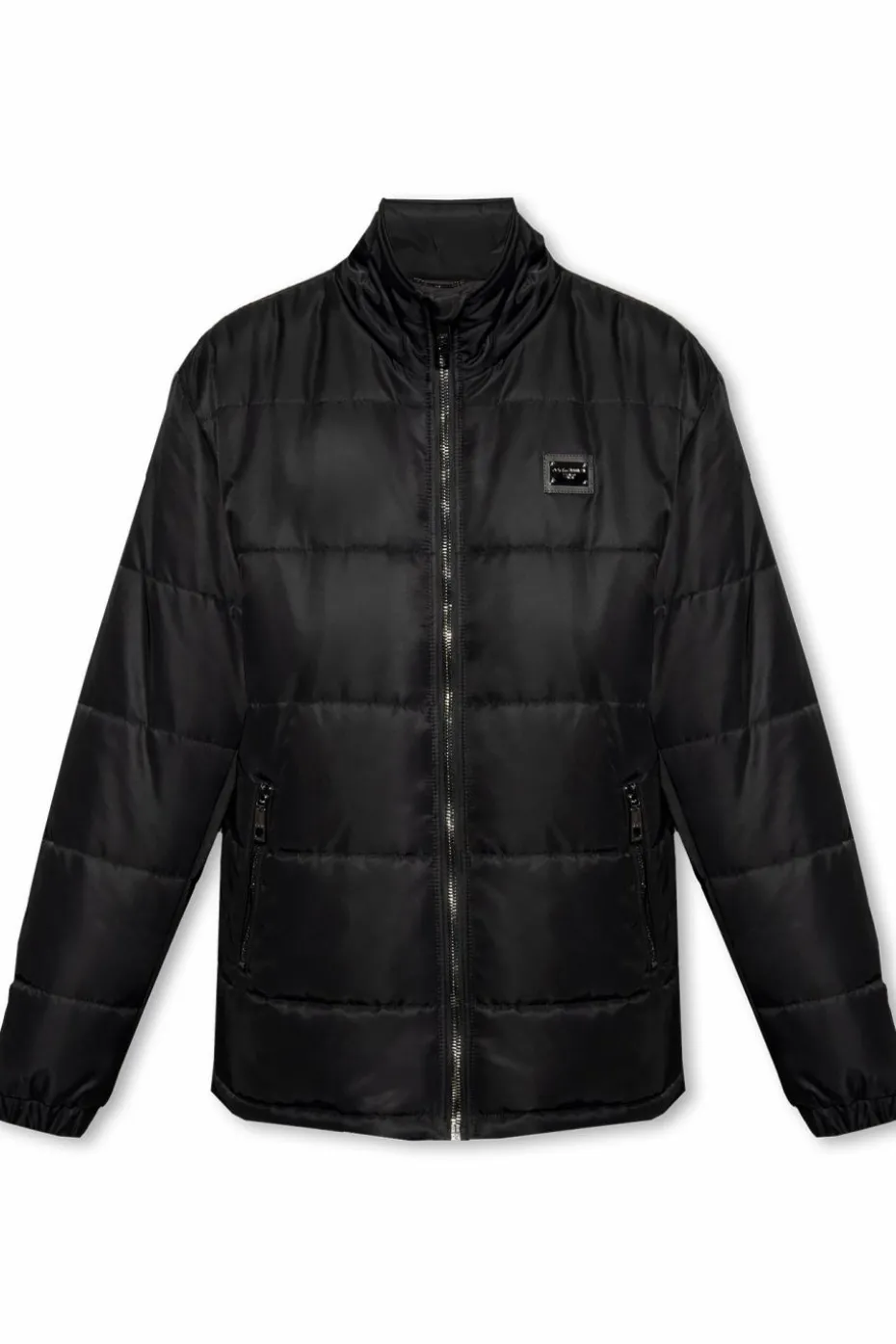 Dolce & Gabbana CZARNY Pikowana kurtka z logo
