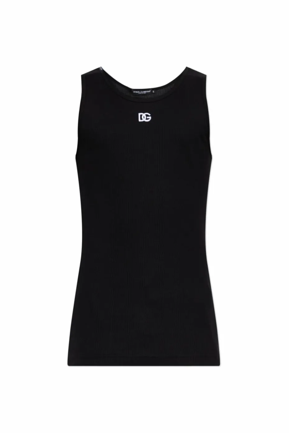 Dolce & Gabbana CZARNY Prążkowany t-shirt bez rękawów
