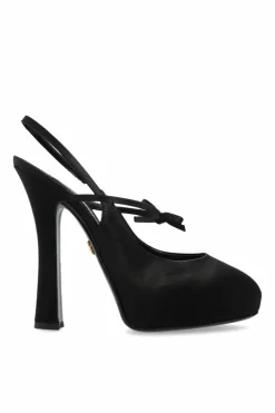 Dolce & Gabbana CZARNY Satynowe buty na platformie