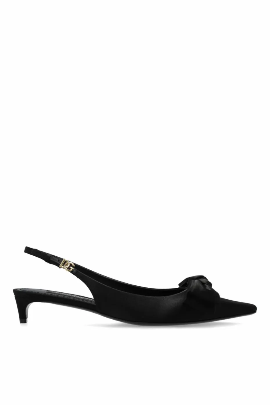 Dolce & Gabbana CZARNY Satynowe buty na obcasie