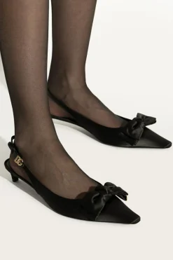 Dolce & Gabbana CZARNY Satynowe buty na obcasie