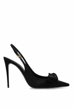 Dolce & Gabbana CZARNY Satynowe buty na obcasie