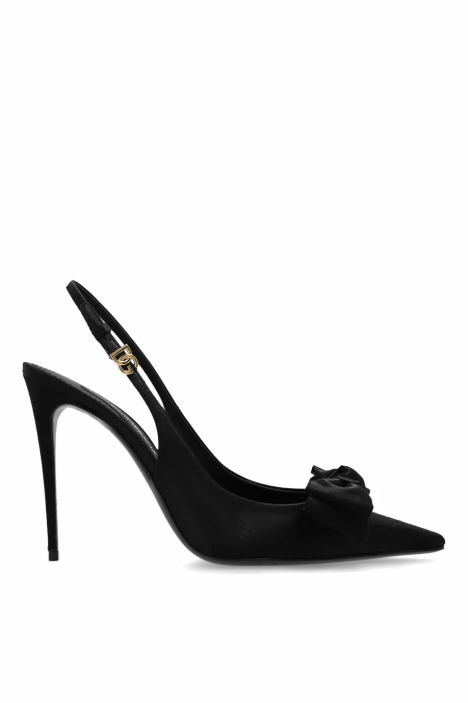 Dolce & Gabbana CZARNY Satynowe buty na obcasie