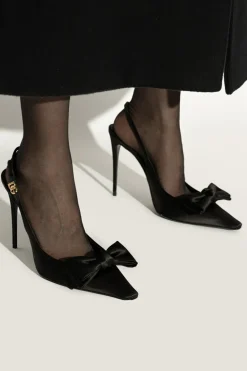 Dolce & Gabbana CZARNY Satynowe buty na obcasie