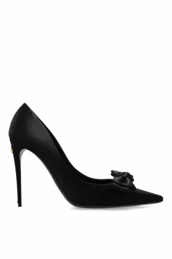 Dolce & Gabbana CZARNY Satynowe buty na obcasie
