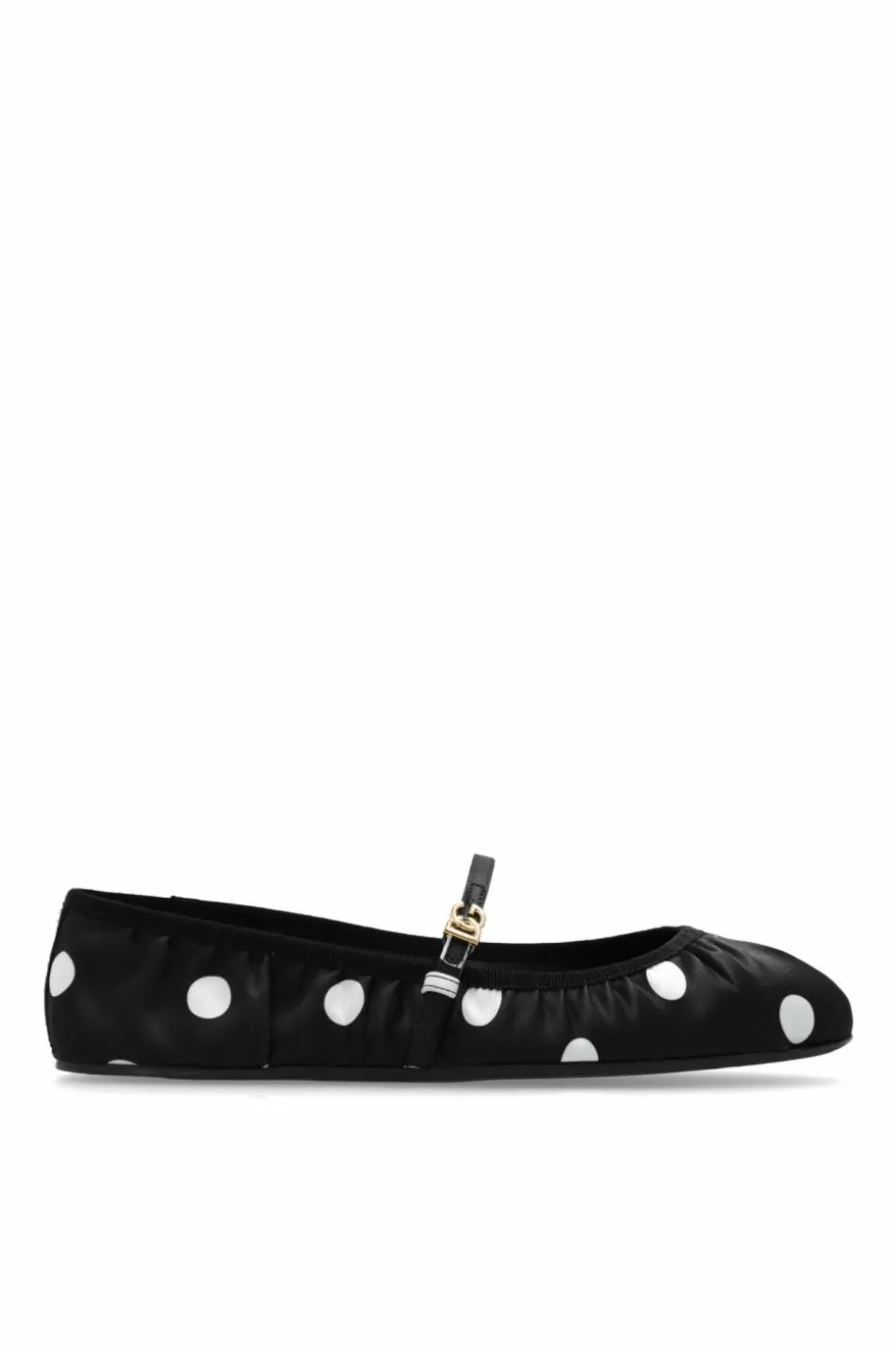 Dolce & Gabbana CZARNY Satynowe baleriny ze wzorem w grochy