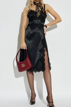 Dolce & Gabbana CZARNY Satynowa sukienka