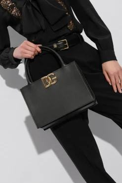 Dolce & Gabbana CZARNY Skórzana torba do ręki