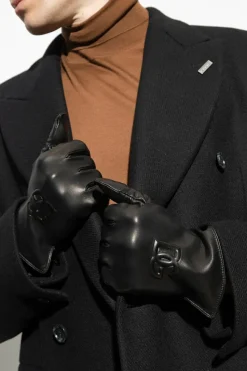 Dolce & Gabbana CZARNY Skórzane rękawiczki
