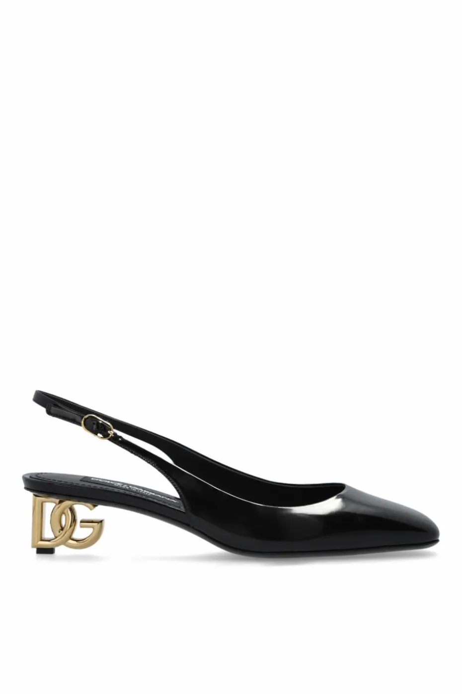 Dolce & Gabbana CZARNY Skórzane buty na obcasie