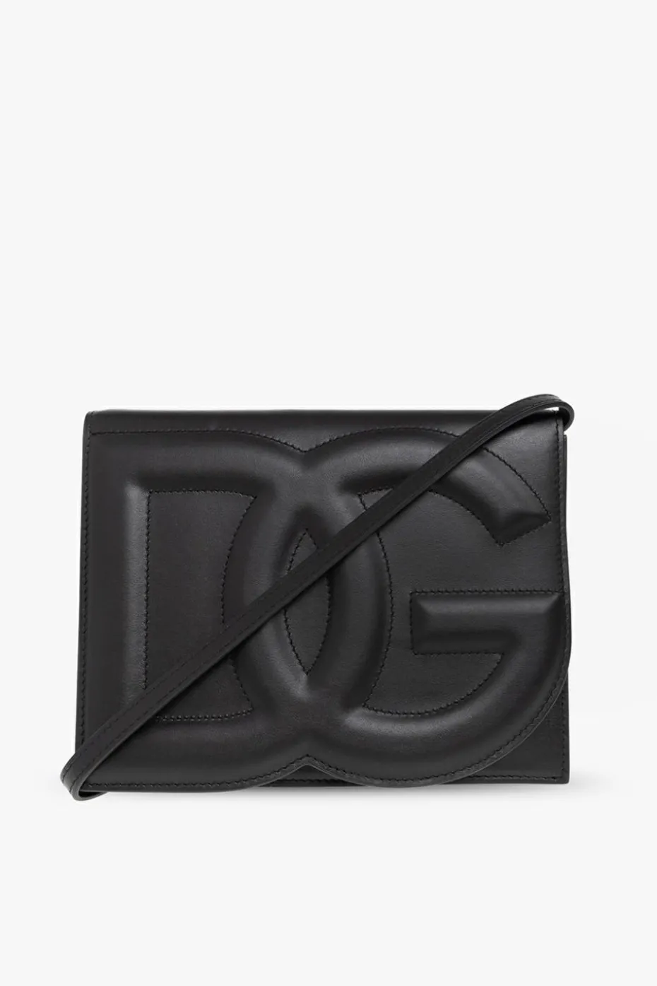 Dolce & Gabbana CZARNY Skórzana torba na ramię z logo