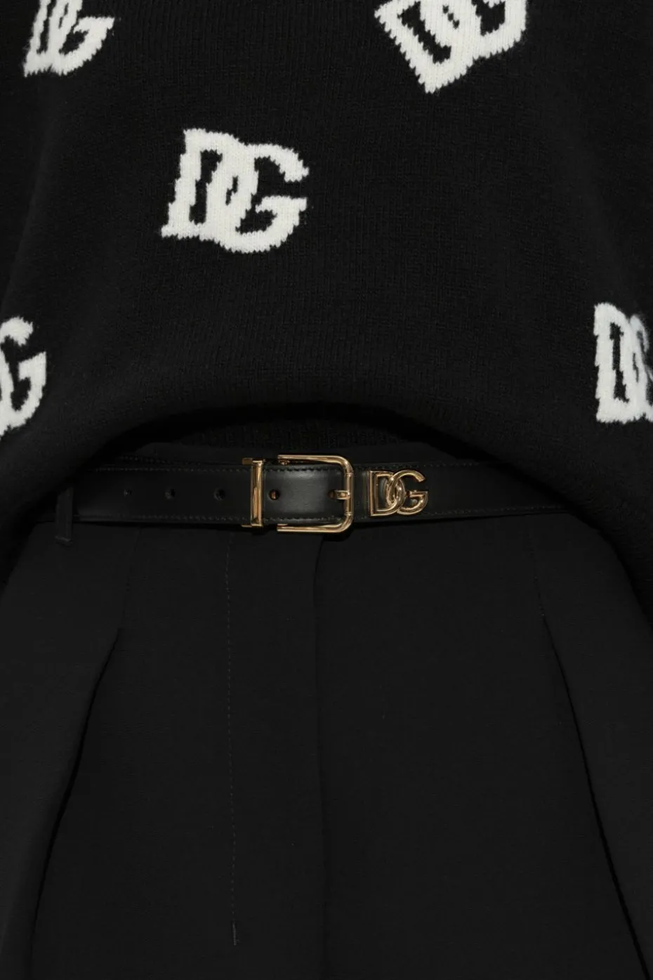 Dolce & Gabbana CZARNY Skórzany pasek