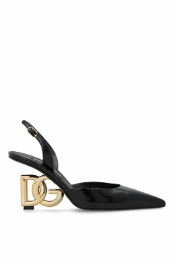 Dolce & Gabbana CZARNY Skórzane buty na obcasie