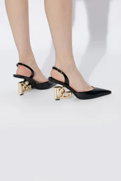 Dolce & Gabbana CZARNY Skórzane buty na obcasie