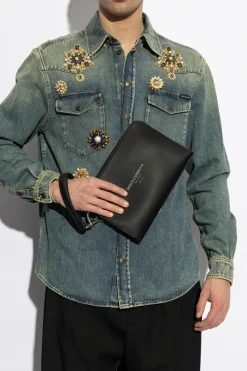 Dolce & Gabbana CZARNY Skórzana torba do ręki