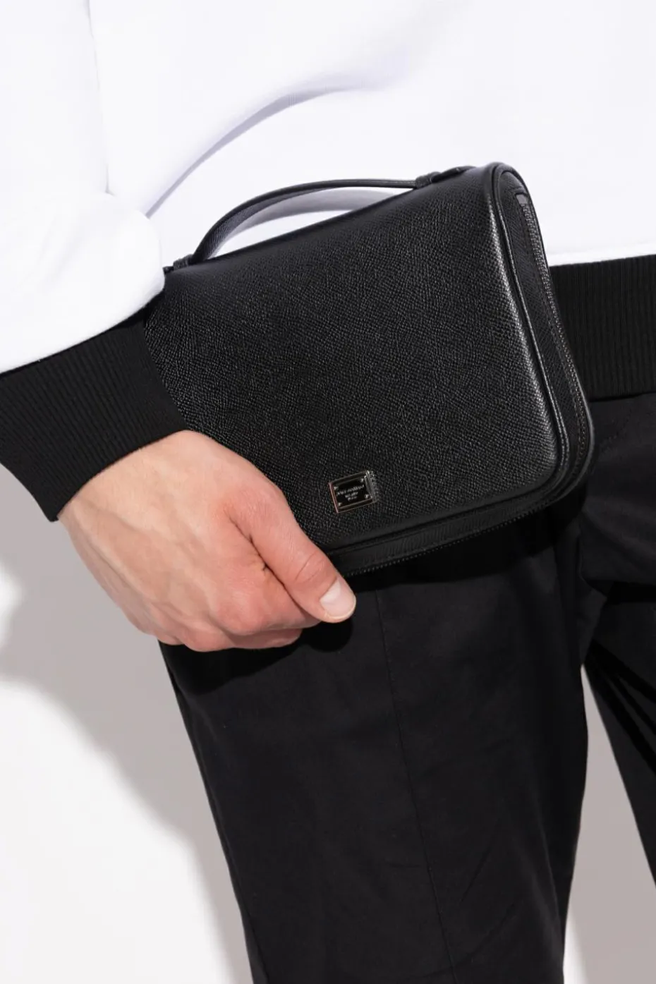 Dolce & Gabbana CZARNY Skórzana torba do ręki