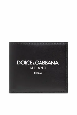 Dolce & Gabbana CZARNY Skórzany portfel z logo