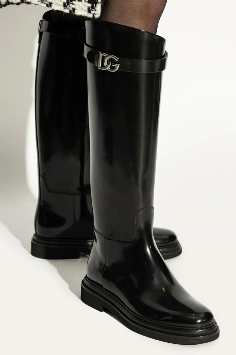 Dolce & Gabbana CZARNY Skórzane kozaki
