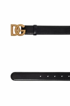 Dolce & Gabbana CZARNY Skórzany pas