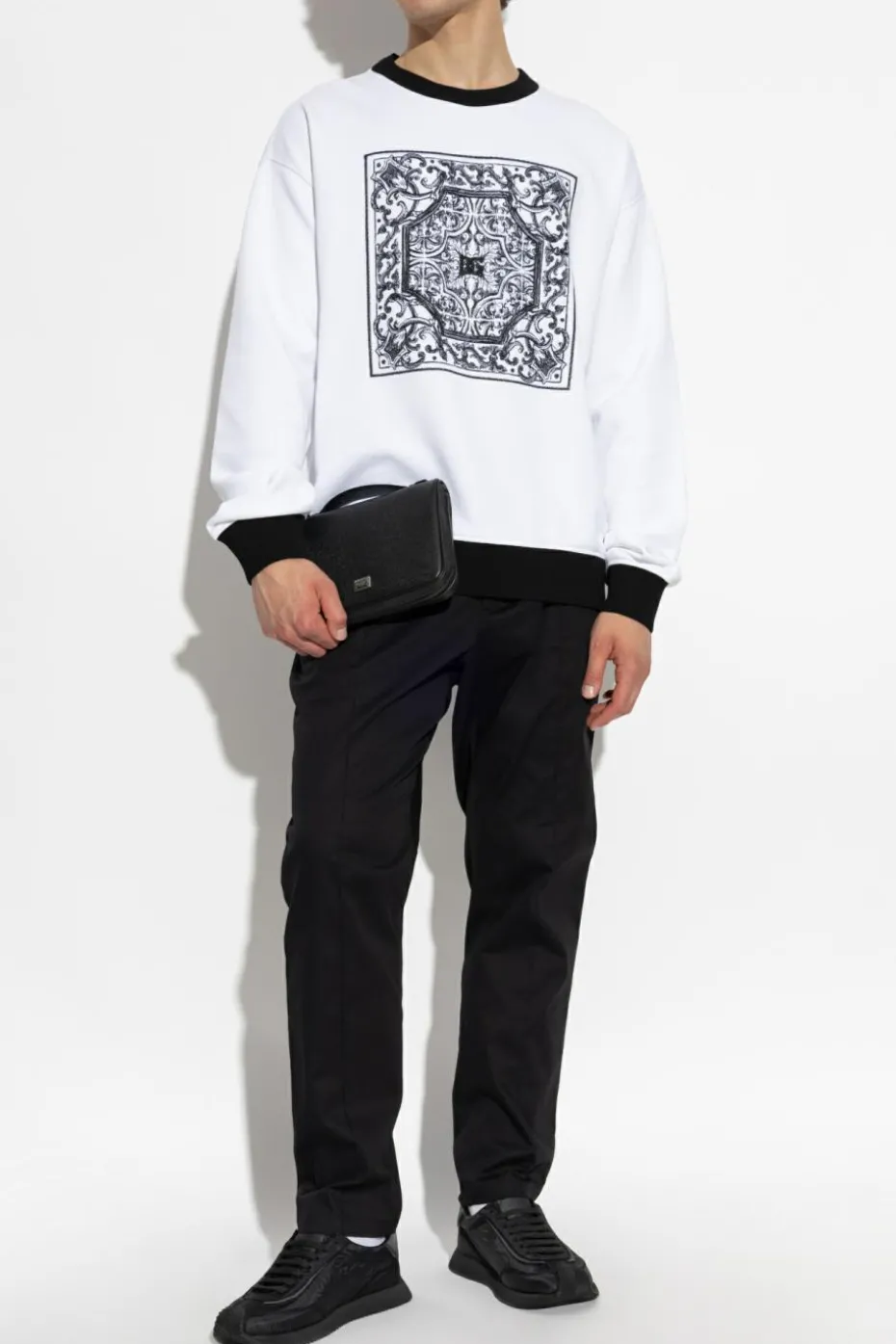 Dolce & Gabbana CZARNY Spodnie o luźnym kroju