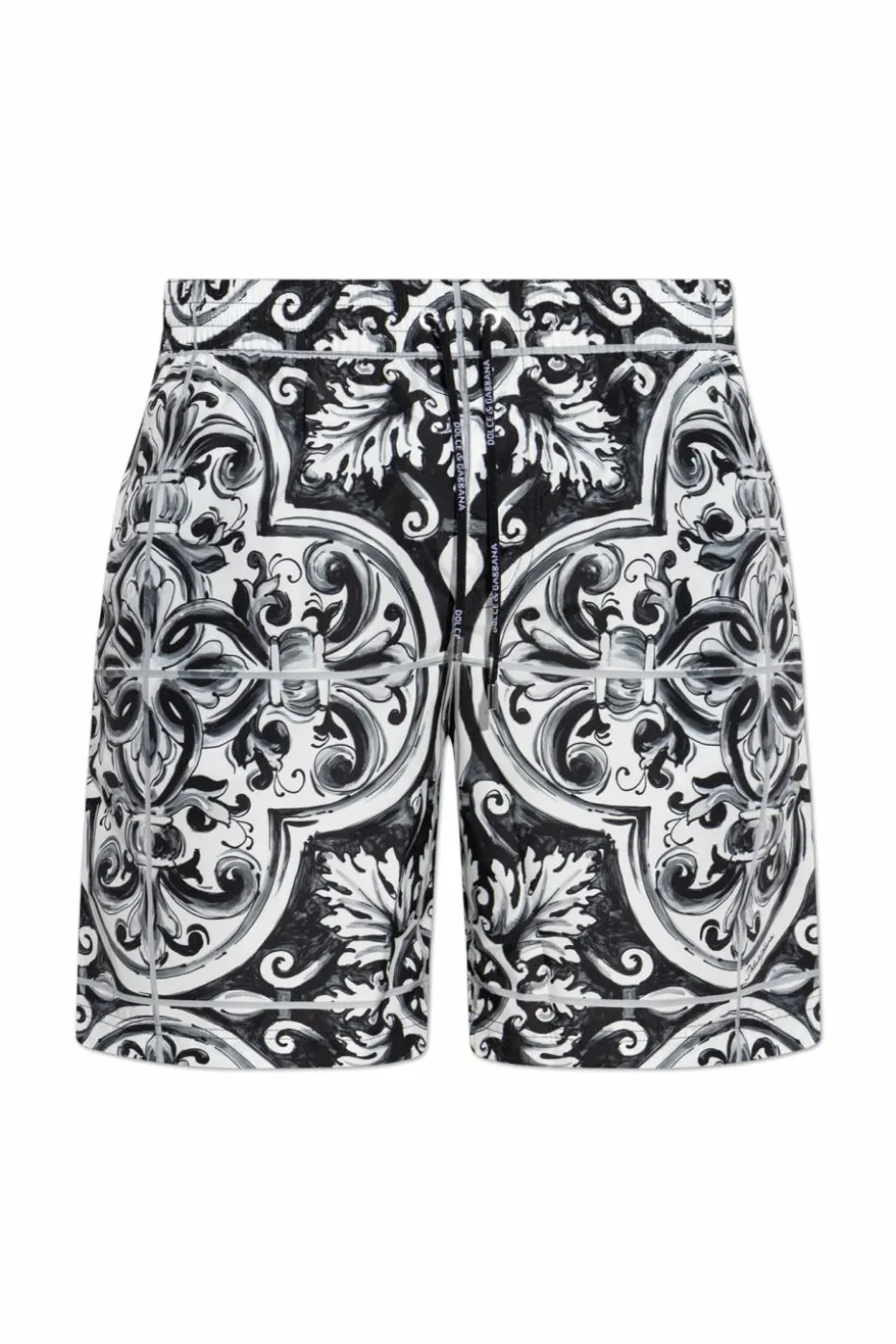 Dolce & Gabbana CZARNY Szorty kąpielowe z nadrukiem `Majolica`