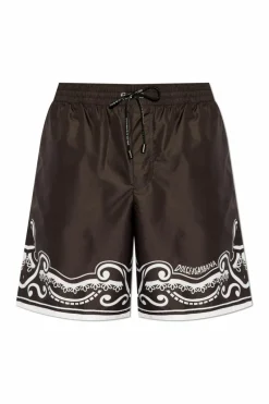 Dolce & Gabbana CZARNY Szorty kąpielowe z nadrukiem