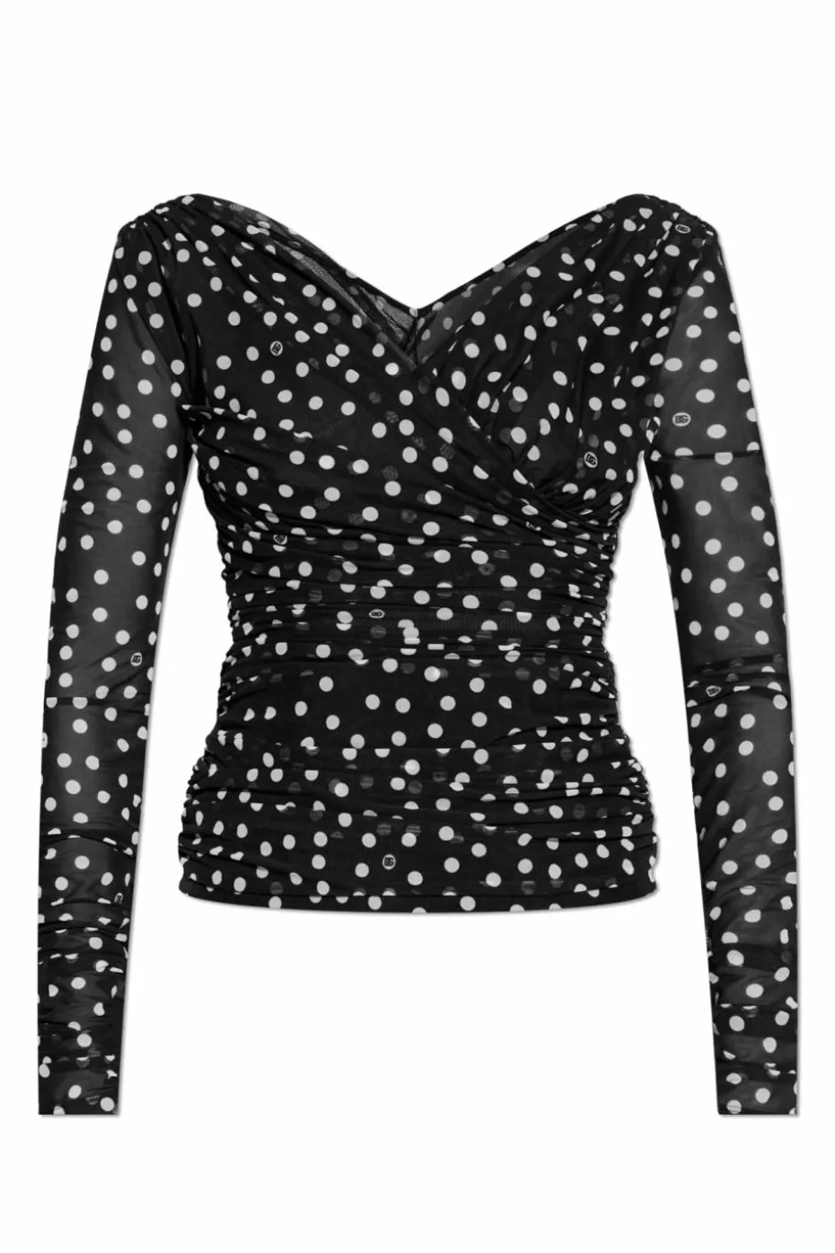 Dolce & Gabbana CZARNY Top ze wzorem w groszki