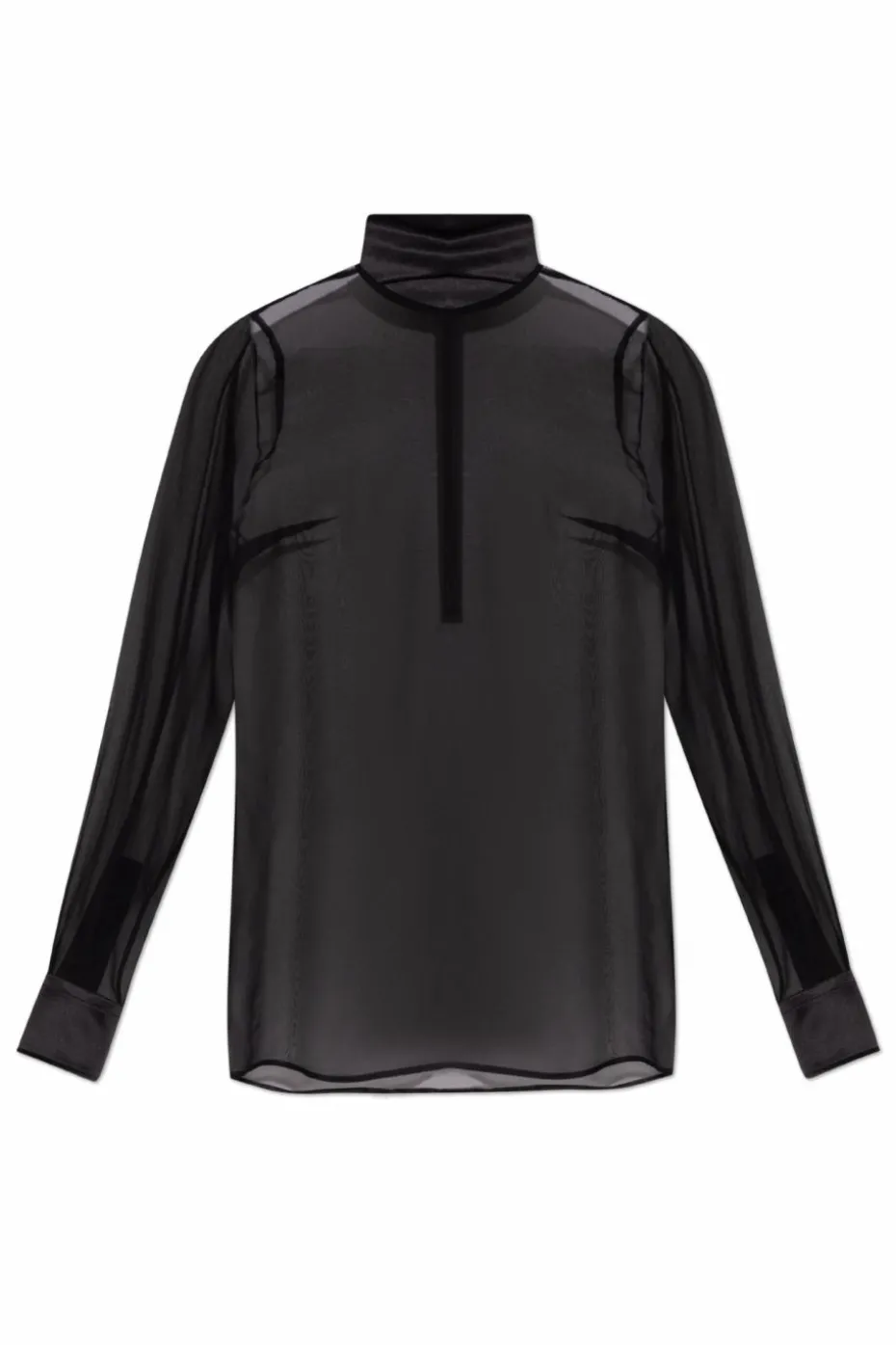 Dolce & Gabbana CZARNY Transparentny top ze stójką