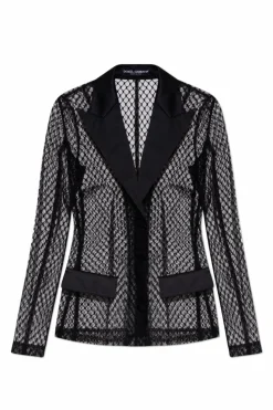 Dolce & Gabbana CZARNY Transparentna marynarka