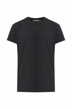 Dolce & Gabbana CZARNY T-shirt z wyszytym logo